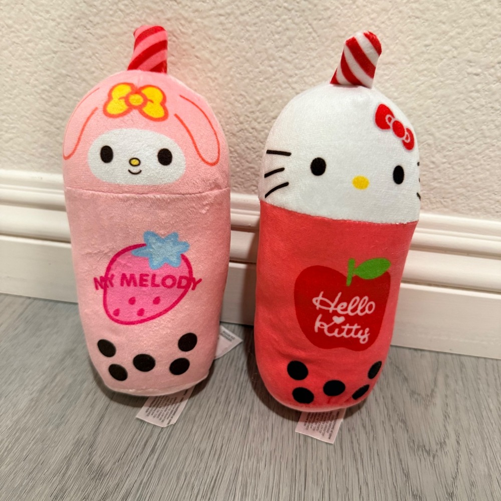 Sanrio Plush Toy Pink Red Hello Kitty My Melody Boba Tea Kids OS